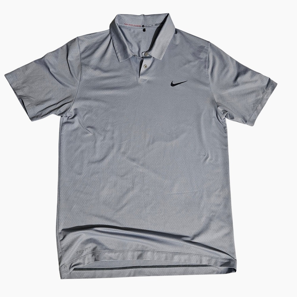 Nike Tiger Woods Collection Dri-FIT Golf Polo Shirt Grey Mens Small TW Logo
